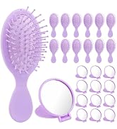 KINCHYGO, 24 Pack Mini Hair Brush Set Portable 12 Travel Combs 12 Foldable Compact Makeup Mirrors