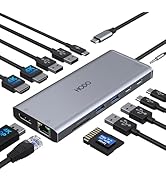 USB C Docking Station Dual Monitor HDMI for Dell HP, USB C Hub HDMI Adapter Docking Station 3 Mon...