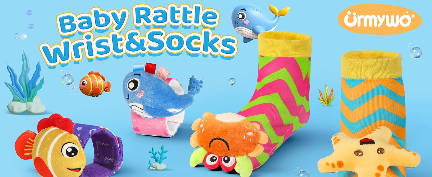URMYWO Baby Newborn Boys and Girls Gifts, Wrist Rattles for Baby, Rattle Socks Toys for 0-6 Months