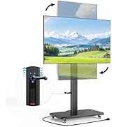 Mobile TV Stand with Power Outlet, Height Adjustable with Handle Stepless Lift,Rolling TV Stand f...