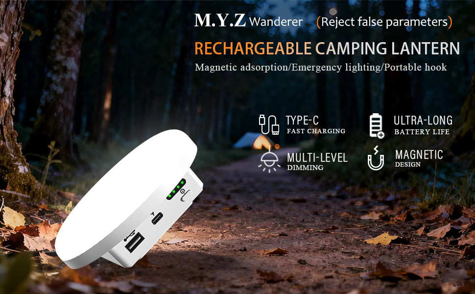 RECHARGEABLE CAMPING LANTERN Magnetic adsorption/Emergency lighting/Portable hook