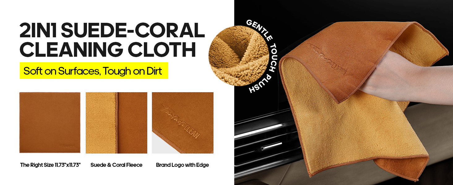 2IN1 Suede-Coral Cleaning Cloth