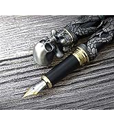 Jinhao Black Snake Fountain Pen Fine Nib with Skull Head Solid Metal