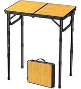 FUNYKICH 2ft Small Folding Camping Table, 3 Height Adjustable Portable Picnic Table, Lightweight ...