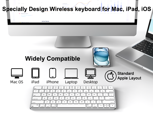 Specially Design Wireless keyboard for Mac, iPad, iOS