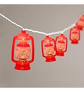Goothy Red Mini Kerosene String Lights, 8.5Ft Outdoor Fairy Lights with 10 Red Mini Kerosene Ligh...