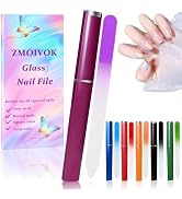 6 Pack Glass Nail File with Case, Professional Nail Files for Natural Nails, Double Sided Crystal...