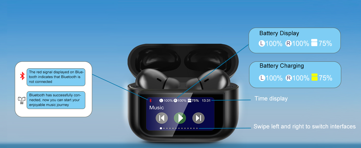 led touch screen earbuds