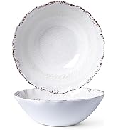 LEHAHA Rustic White Melamine Large Serving Bowls, 2 pieces Set,12 inches (130 OZ) Larger Salad Bo...