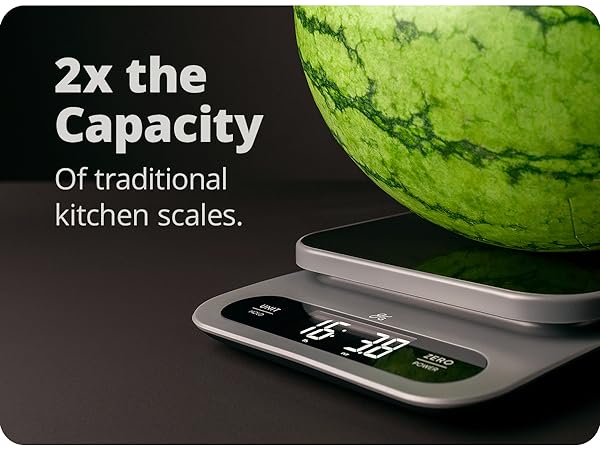 greater goods high capacity scale profile view with watermelon on weighing surface