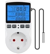 FORIOT Plug in Thermostat Temperature Controller, Electric Digital RV Thermostats with LCD Displa...