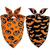 Viretec Halloween Dog Bandanas, Reversible Triangle Bibs Pumpkin and Bat Pet Scarf, Thanksgiving ...