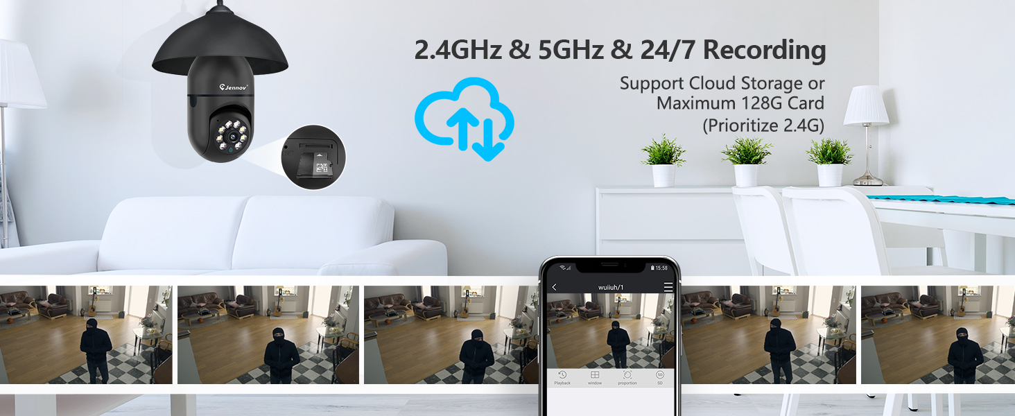 2K WiFi Light Bulb Security Camera