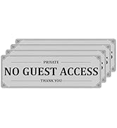 Anobell 4 PCS No Guest Access Sign, 9" x 3" Aluminum Self-Adhesive Door Sign for Residential Offi...