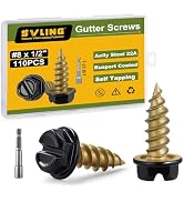 #8 x 1/2" Self Tapping Gutter Screws, 110PCS Black Painted Slotted Hex Head Sheet Metal Screws Go...