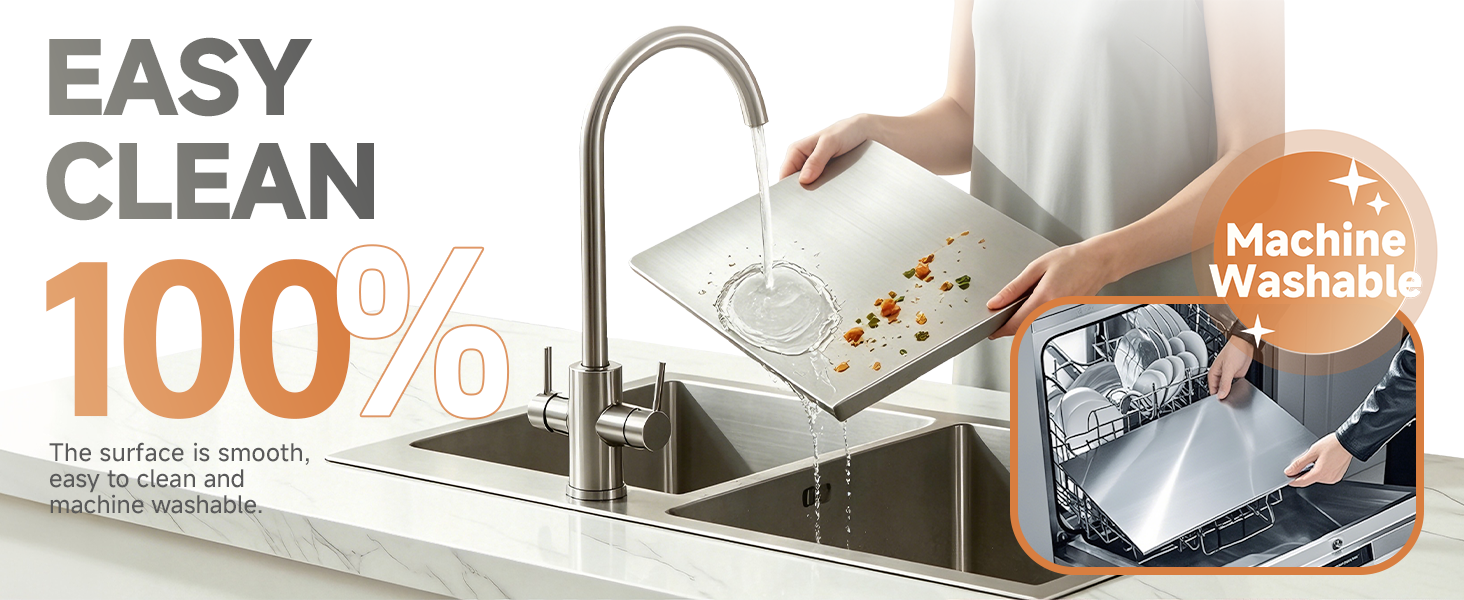 Sykexonm 304 Stainless Steel Cutting Board for Kitchen with Counter Lip &amp;amp; Non-slip Mat
