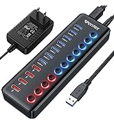 Powered USB 3.0 Hub, Wenter 11-Port USB Hub Splitter (7 Faster Data Transfer Ports+ 4 Smart Charg...