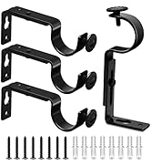 TOKPLNU Adjustable Curtain Rod Bracket, Heavy Duty Rod Holders Black 4 Pack Curtain Rods Hooks Ha...