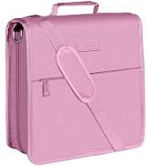 SUNEE Zipper Binder 3 Ring, 3 Inch O-Ring with Handle and Shoulder Strap, 600-Sheet Capacity, 5-T...