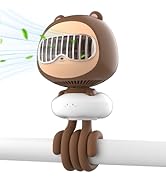 KinYiLO Cute Bear Stroller Fan for Baby Portable, 4000mAh Detachable 4 Speeds Rechargeable Coolin...