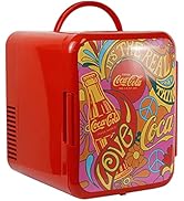 Coca-Cola Peace 1971 Series Portable 6 Can Thermoelectric Mini Fridge Cooler/Warmer, 4 L/4.2 Quar...