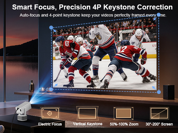 Auto focus and keystone correction projector