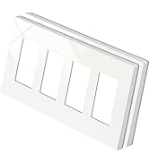 BESTTEN 2 Pack 4 Gang Screwless Wall Plate, USWP4 Off White Series, Decorator Outlet Cover, Light...