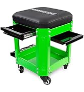 OEMTOOLS 24993 Workshop Creeper Seat (Green), Mechanics Stool with Wheels, Rolling Work Seat with...