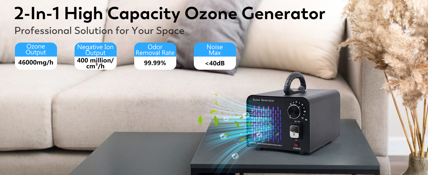 High Capacity Ozone Machine Generator, Commercial Industrial Quartz Tube Air Purifier