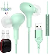 USB Headset with Microphone for PC Laptop,7.5Ft USB A Headphones Earbuds for Computer with in-Lin...