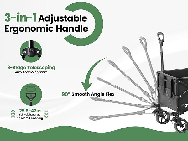 Extended Handle Collapsible Utility Wagon with Wheels