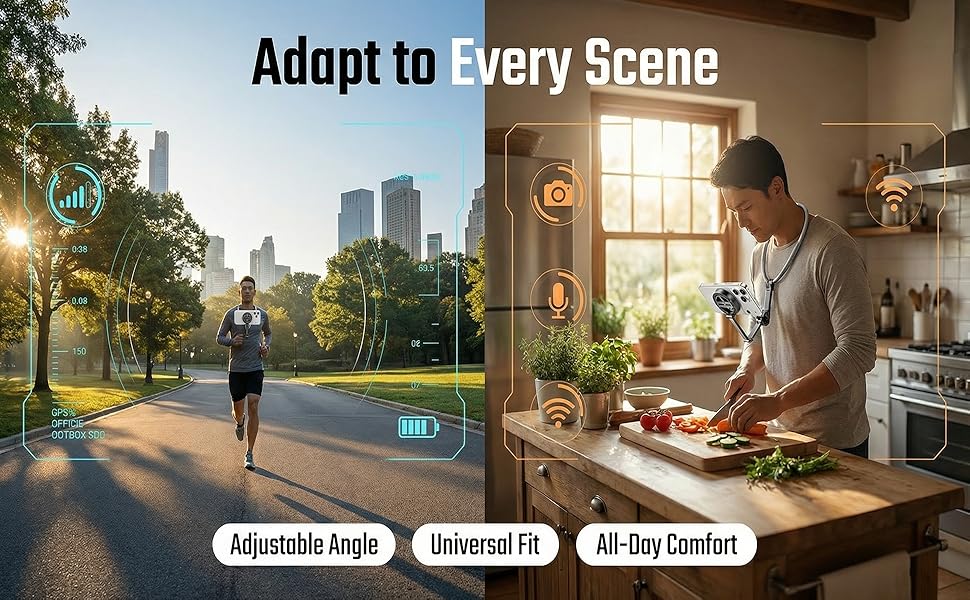 Cell Phone Holder Stand Hanging on Neck POV/Vlog Strap Video Recording