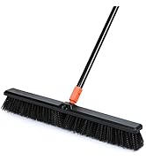 SONCAL 24" Push Broom Outdoor, 65" Long Handle Stiff Bristles Heavy Duty Angle Shop Broom for Swe...