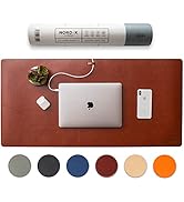 Nordik Leather Desk Mat - Whiskey Brown - Cable Organizer - Premium Mouse Mat & Desk Pad Protecto...