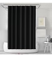 timecity Black Shower Curtain Liner Plastic Bath Curtain with 3 Magnets Thickened Water Proof Qui...