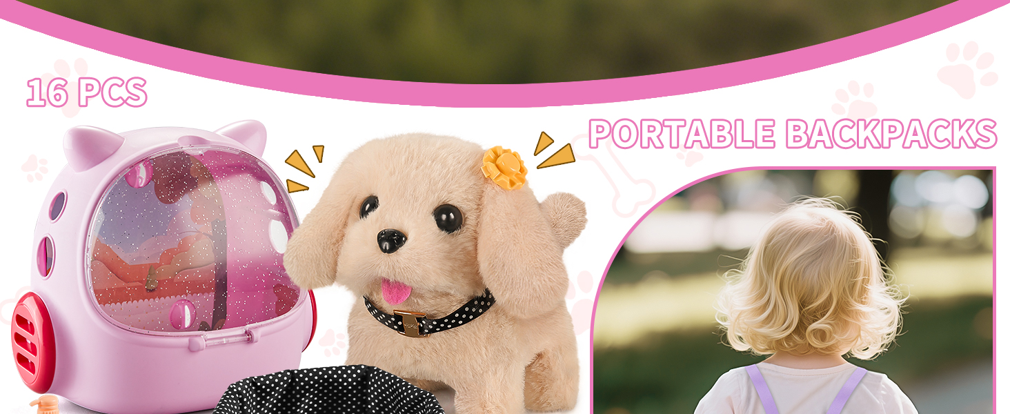 16 PCS Pretend Playset Dog Toys