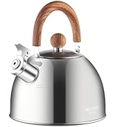 MAXCOOK Tea Kettle, 18/8 Stainless Steel Whistling Teapot, 3.17 Quart Camping Tea Kettle for Stov...