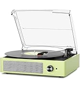 Vinyl Record Player with 2 Stereo Speakers Belt-Driven Vintage Turntables 3 Speed 3 Size Wireless...
