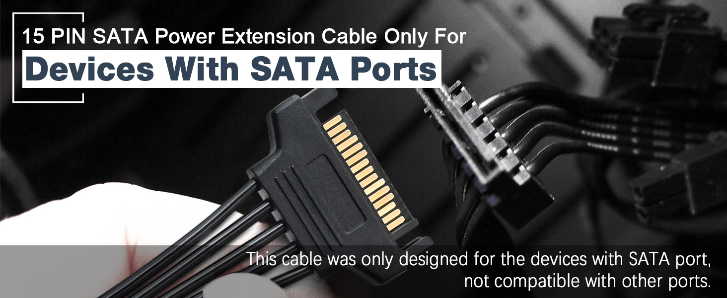 15 Pin SATA Power Extension Cable