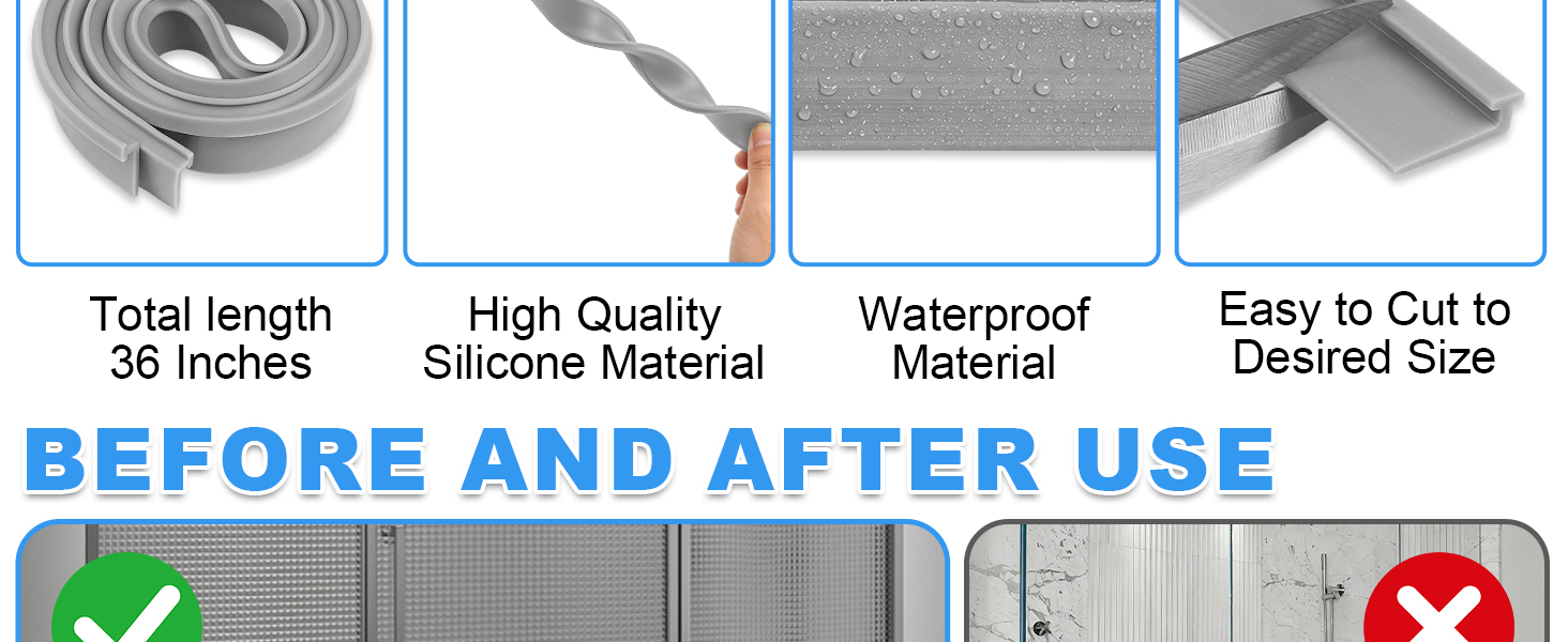 fit for in Swing or Out Swing Doors Shower Door Bottom Seal for Frameless Shower Door Seal