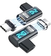Digital Display USB C Magnetic Adapter Right Angle PD240W 24Pin(2 Pack)Voltage Current Power LED ...