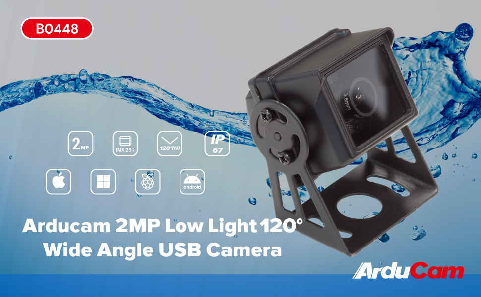 2MP IMX291 Low Light 120° Wide Angle USB Camera Module with Waterproof Metal Case