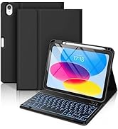 Hamile for iPad 11th 10th Generation Case with Keyboard - 7 Colors Backlit Wireless Detachable Fo...