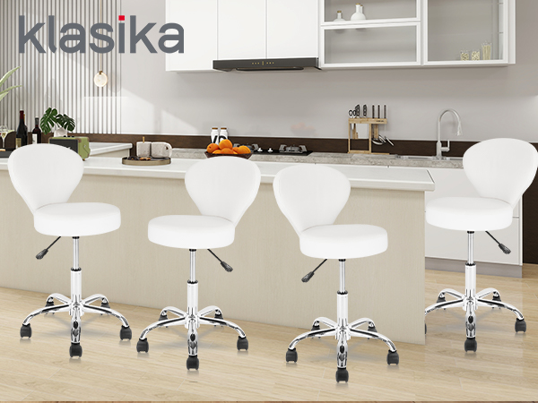 Rolling Swivel Salon Stool Chair with Back Support Adjustable