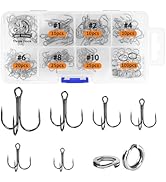 UCEC Fishing Hooks Treble Hooks Kit for Saltwater Freshwater, High Carbon Steel Strong Sharp Roun...
