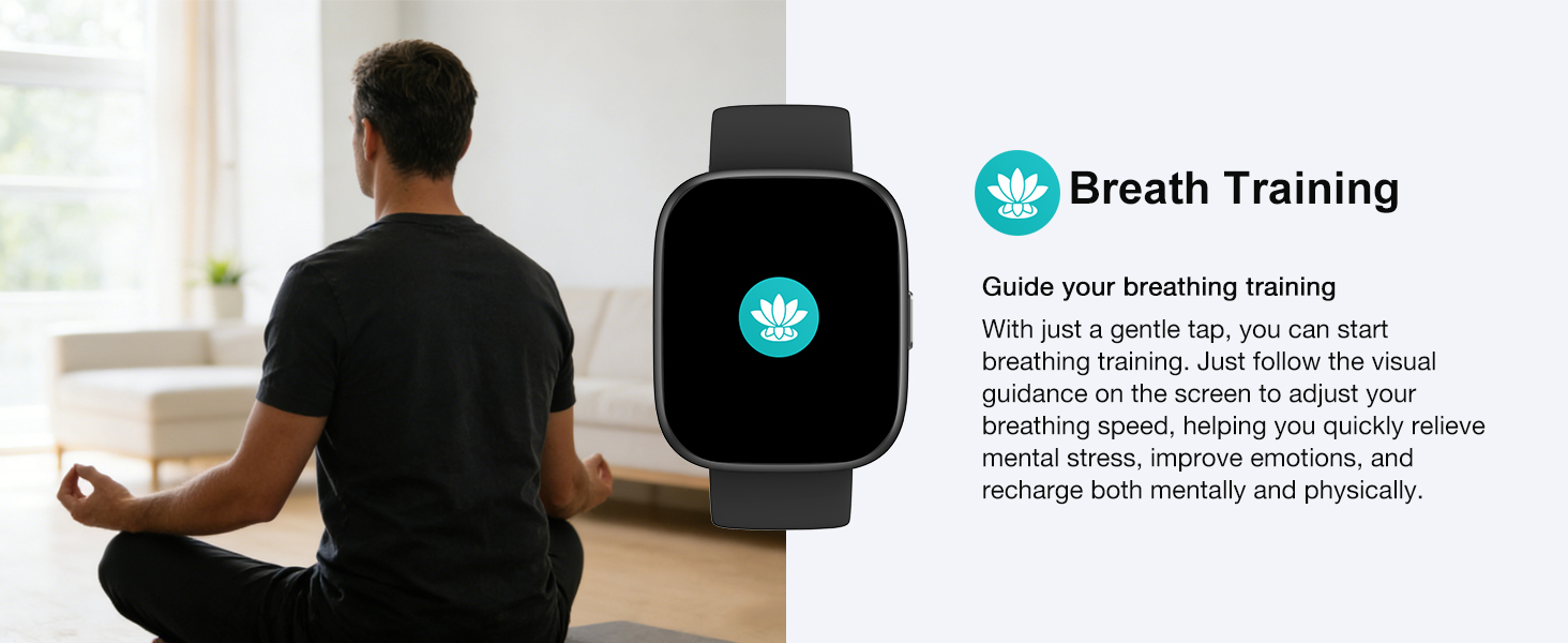 Smart Watch (Answer/Make Call) for iPhone&amp;amp;Android, 1.83&amp;#34; Smartwatches with breathing guide