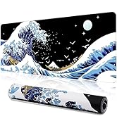 MEWOOCUE Gaming Laptop Mouse Pad,Sea Wave Big Mice Pads PC Keyboard Waterproof and Non-Slip 31.5 ...