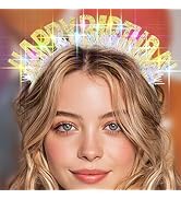 Uranian Light Up Birthday Headband LED Gold Happy Birthday Crown Glitter Glow Birthdays Hair Acce...