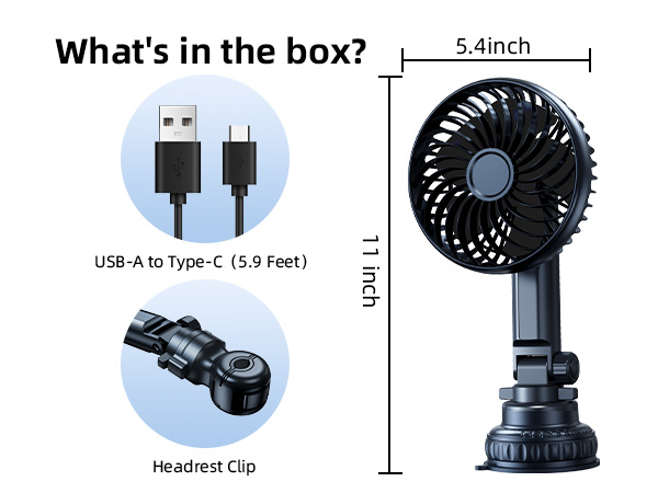 Nauttxon 4000mah Multi-Function Suction Cup Car Fan