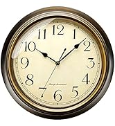 Plumeet Retro Wall Clock 13'' Non Ticking Classic Silent Metal Wall Clocks Decorative Kitchen Liv...